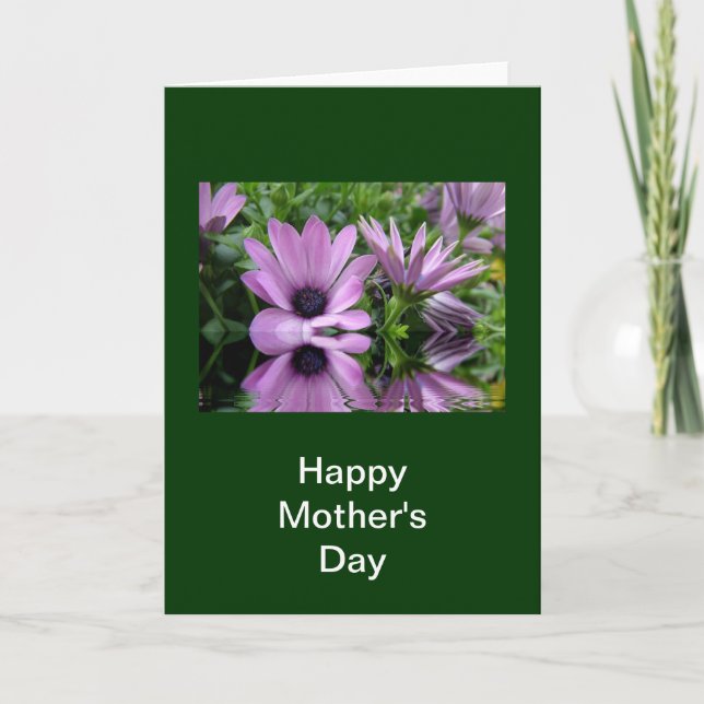 Lycklig mors dag lila daisy blommor kort (Framsida)