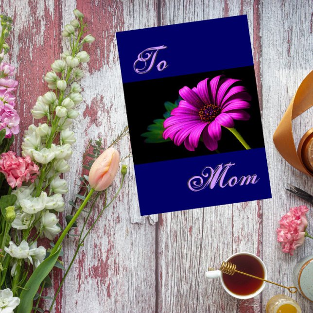 LYCKLIG MORS DAG LILA ROSA DAISY III KORT (Change the font, words, image, colors and style of the card to create your own special greeting!)