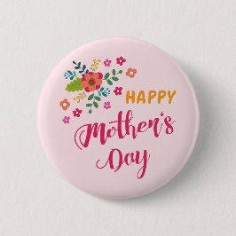 "Lycklig Mors dag" Ljud Blommigt Rosa Knapp