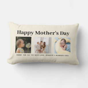 Lycklig Mors dag Mamma Biege-skript, fotopaken Lumbarkudde