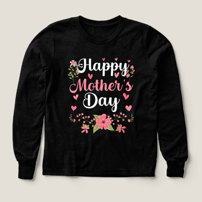 Lycklig Mors dag Mamma Cute Blommigt Kvinnor i T Shirt (Design framsida)