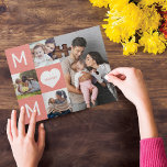 Lycklig Mors dag Mamma, Family Photo Collage Pussel<br><div class="desc">Fira mors dag med vårt vackra personlig fotopussel. Utformningen har en fotolayout i många för att lägga till egna foton. Ord "mamma" placeras inuti rosa fyrkanter och anpassas med möss namn i hjärtat. Gör ett speciellt familjeminne med det här roligt familjepusslet. Perfektens gåva till mors dag.</div>