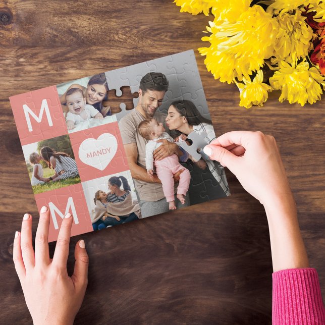 Lycklig Mors dag Mamma, Family Photo Collage Pussel (Happy Mother's Day Mom, Family Photo Collage Jigsaw Puzzle)