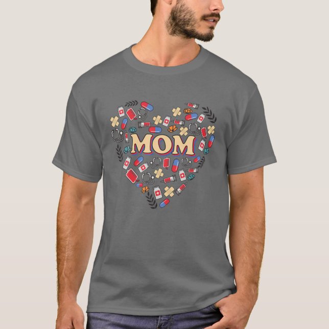 Lycklig Mors dag Mamma Nurse Life T Shirt (Framsida)