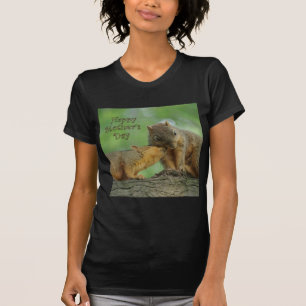 Lycklig mors dag - mamma- och babyekorre tee shirt