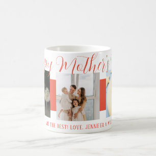 Lycklig Mors dag Mamma Rosa Script med 3 foton Kaffemugg
