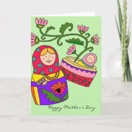 Lycklig Mors dag Matryoshka ukrainsk folkart Kort
