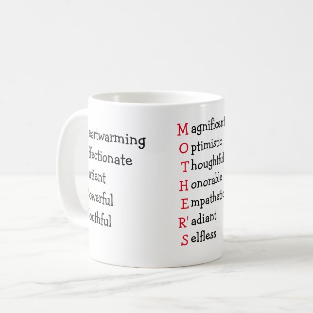 Lycklig Mors dag med adjektiv Kaffemugg (Framsida vänster)