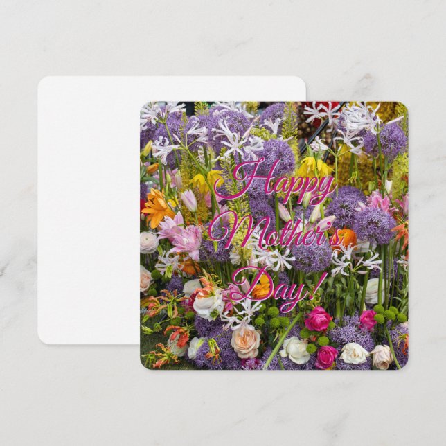 Lycklig Mors dag med blommor Meddelande (Fram/baksida)
