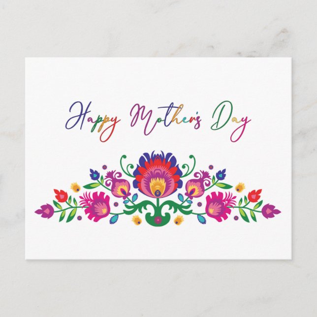 Lycklig Mors dag med folklore Anpassningsbar Text Vykort (Framsida)
