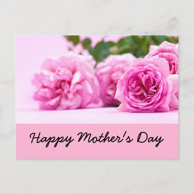 Lycklig Mors dag med gäng rosa ros Vykort (Framsida)