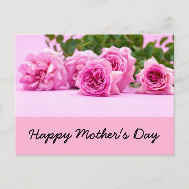 Lycklig Mors dag med gäng rosa ros Vykort (Framsida)