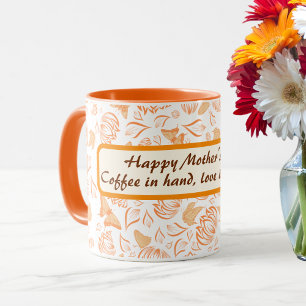 Lycklig Mors dag med Orange Butterfly Mönster Mugg