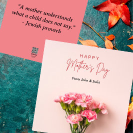 Lycklig Mors dag med Rosa Blommor Greeting Card Julkort