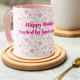 Lycklig Mors dag med Rosa ros Blommönster Mugg