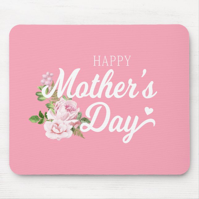 Lycklig Mors dag med Rosa ros | Mousepad Musmatta (Framsidan)