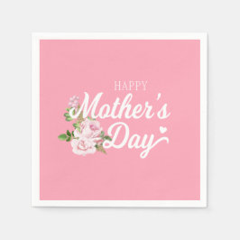 Lycklig Mors dag med Rosa ros | Pappersservett