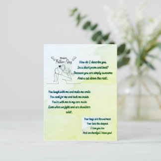 Lycklig Mors dag med ursprungligt Dikt Vykort