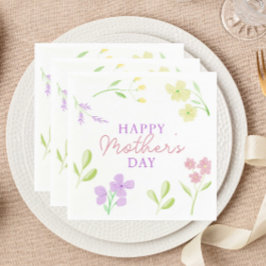 Lycklig Mors dag Mjuk Blommigt Vattenfärg Pastel Pappersservett