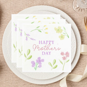 Lycklig Mors dag Mjuk Blommigt Vattenfärg Pastel Pappersservett