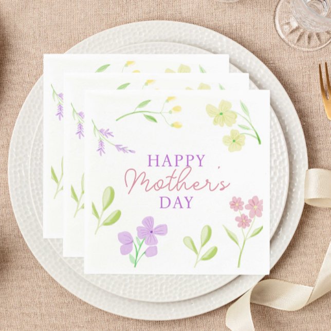 Lycklig Mors dag Mjuk Blommigt Vattenfärg Pastel Pappersservett (Skapare uppladdad)