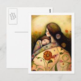 Lycklig Mors dag Mor och dottermålning Vykort