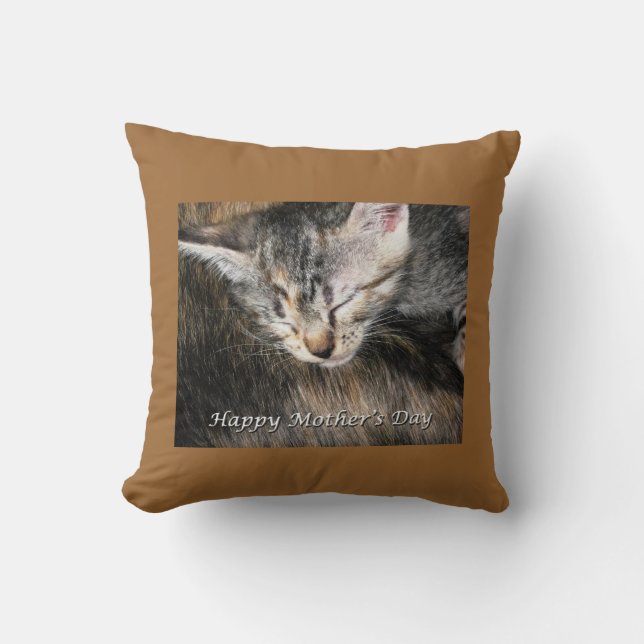 Lycklig Mors dag Mor och Kitten Kudde (Framsida)