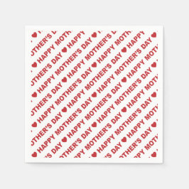 Lycklig Mors dag Mörk Red on White Pappersservett