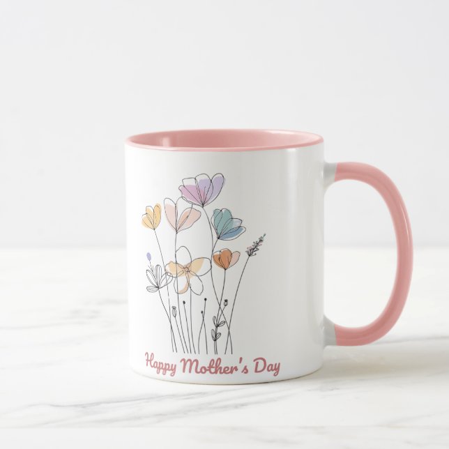 Lycklig Mors dag Mugg - en vacker Blommigt gift (Höger)