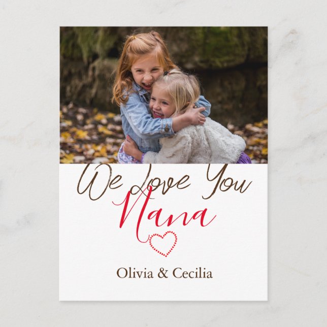 Lycklig Mors dag, nana, morméfoto, enkelt foto Helg Vykort (Framsida)