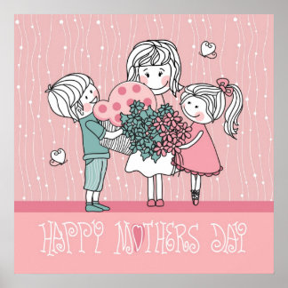 Lycklig Mors dag och barn Poster