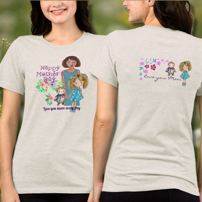 LYCKLIG MORS DAG och barn T Shirt (HAPPY MOTHER'S DAY & kids Tri-Blend Shirt)