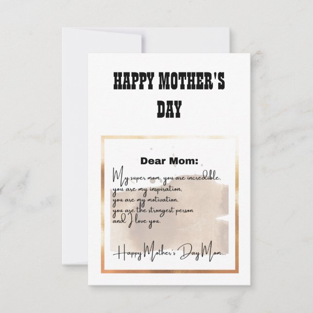 LYCKLIG MORS DAG ÖNSKEMÅL/SPECIELLA BREV FÖR MAMMA INBJUDNINGAR (Framsida)