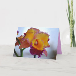 Lycklig Mors dag Orange, Violet Cattleya Orchid Kort
