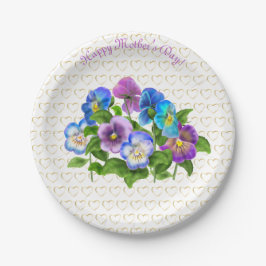 Lycklig Mors dag Pansy Violet Flowers Vattenfärg