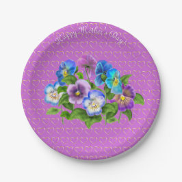 Lycklig Mors dag Pansy Violet Flowers Vattenfärg