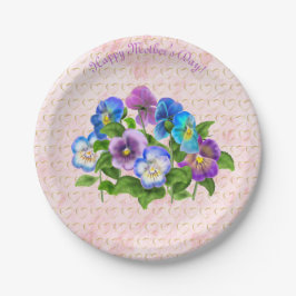 Lycklig Mors dag Pansy Violet Flowers Vattenfärg