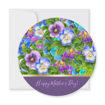 Lycklig Mors dag Pansy Violet Flowers Vattenfärg