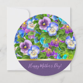Lycklig Mors dag Pansy Violet Flowers Vattenfärg Julkort