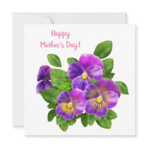 Lycklig Mors dag Pansy Violet Flowers Vattenfärg