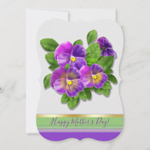 Lycklig Mors dag Pansy Violet Flowers Vattenfärg Julkort