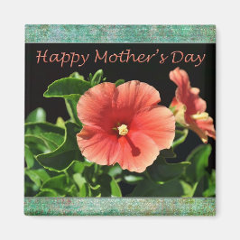 Lycklig Mors dag Peach Hibiscus Magnet