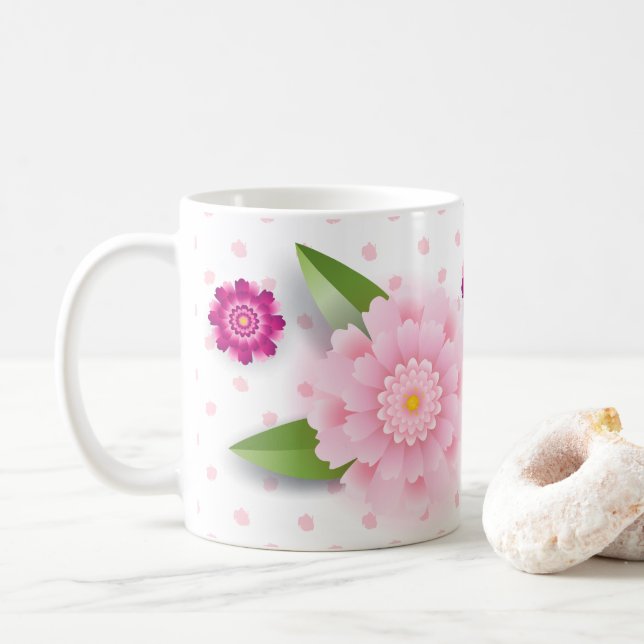 Lycklig Mors dag-presentens Blommigt Ornament Deko Kaffemugg (Med munk)