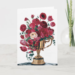 Lycklig Mors dag Red Flowers Trophy Anpassade Kort