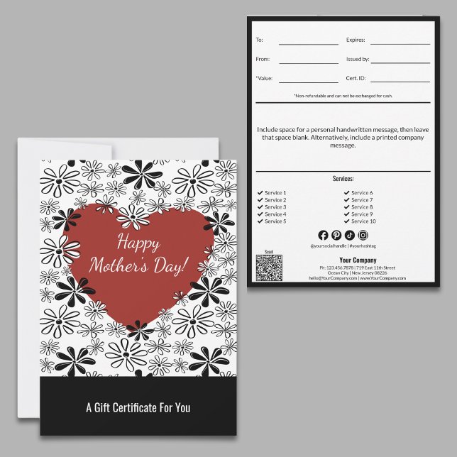 Lycklig Mors dag Red Heart Gift Certificate (Skapare uppladdad)