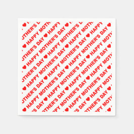 Lycklig Mors dag Red på Vita Pappersservett