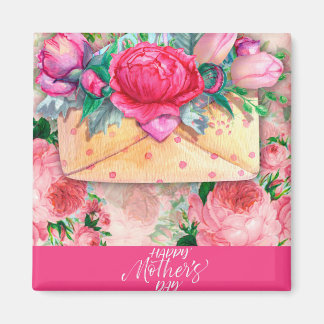 Lycklig Mors dag Red Rosa Lila Blommigt Flowers Magnet