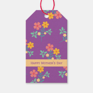 Lycklig Mors dag Retro Daisy Bouquet i Lila Presentetikett