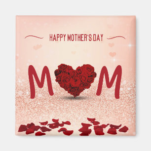 Lycklig Mors dag Ro Heart Bouquet Magnet