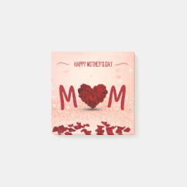Lycklig Mors dag Ro Heart Bouquet Post-it Block